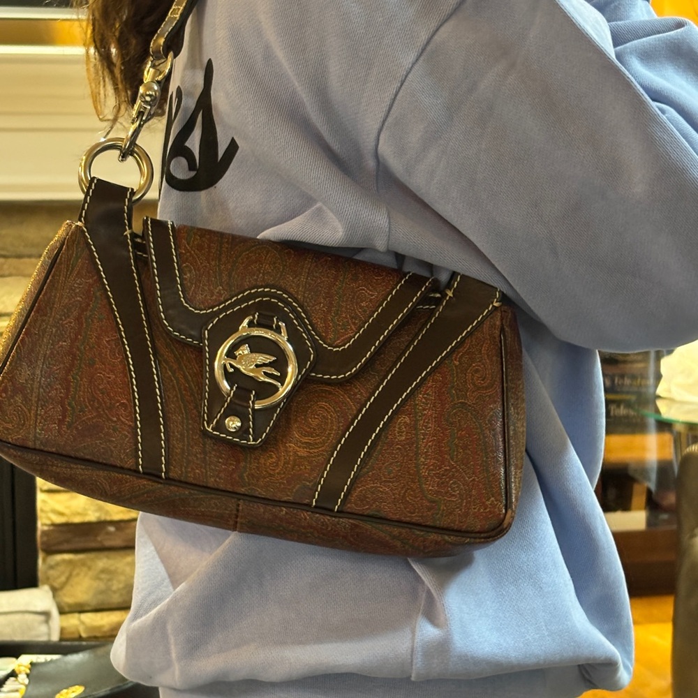 ETRO PRISTINE Elegant Brown Paisley Bag